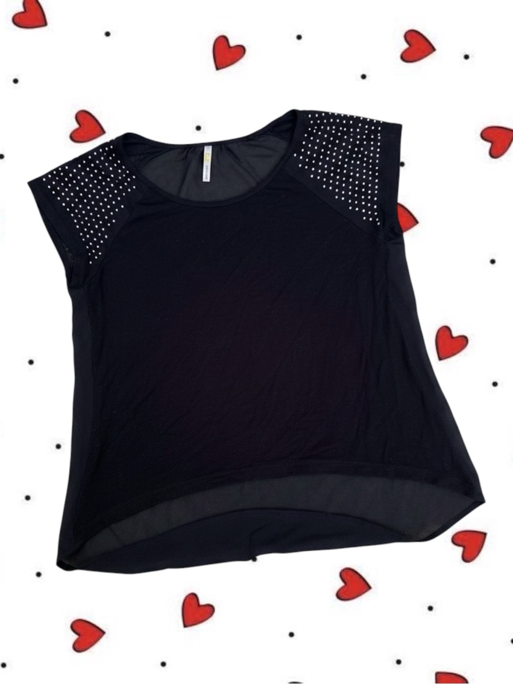 Ocasion Black Bedazzled Shoulder Cap Sleeve Top Small